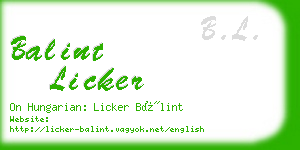 balint licker business card